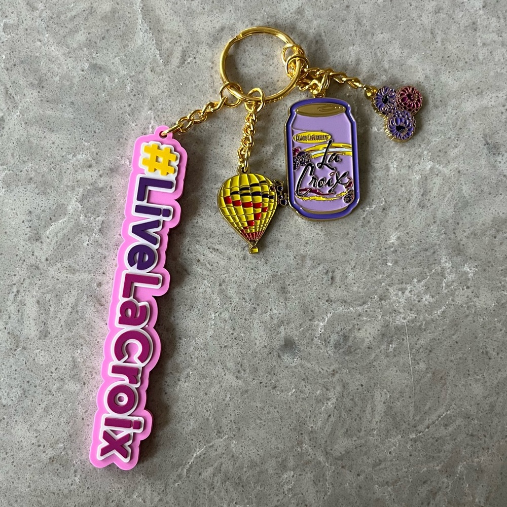 NWOT La Croix Purple Black Raspberry Keychain